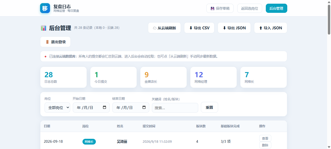 后台管理界面